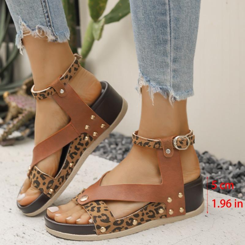 

Summer new fish mouth sandals women s fashion rivets large size rivets wedge sandals 36