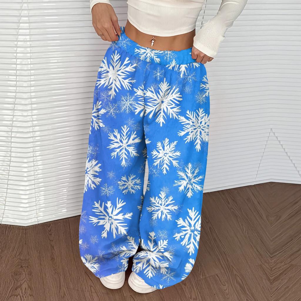 Women's Casual And Fashionable Elastic Waist Loose Wide Leg Pants