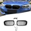 Pentru BMW Seria 1 F20 2015-2019 Grilă Frontală Iluminată LED cu Linie Dublă Material ABS Negru Lucios Montare Adezivă Potrivire Directă Upgrade