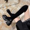 Super Long High Boots Women's Thin Bag Thigh Muffin Thick-soled Boots European and American Fashion High-heeled High-tube Elastic Thin Boots
