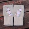 Embroidered Ethnic Style Half-Finger Warm Gloves for Autumn & Winter
