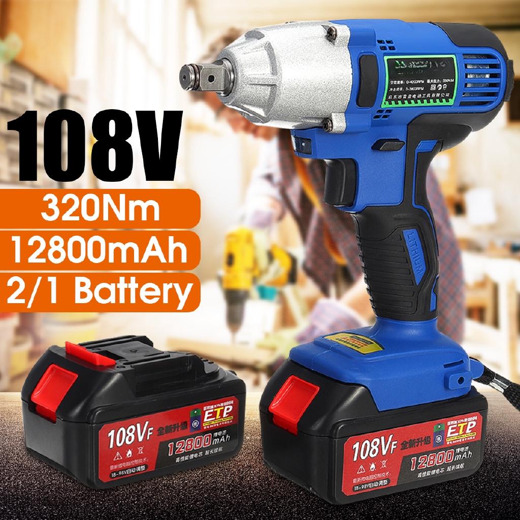 

320Nm Electric Drill Impact Drive Wrench Battery Sockets LED Light Home DIY 110V-240V 1X battery