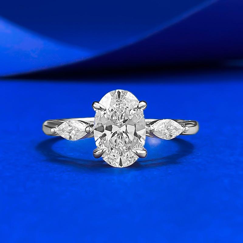 

6 * 9 Oval Small Three Stone Ring Fairy Fluttering No. 9