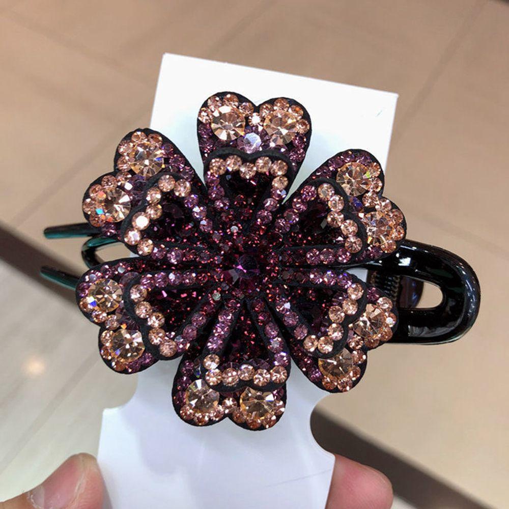 Headwear Flexible Rhinestone Hair Clip Wedding Dovetail Clips Duckbill Hairgrip Crystal Flower
