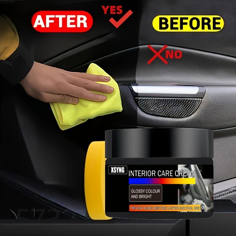 Automotive interior care cream - gloss color enhancer, nano coating wax for tires, steering wheel, dashboard, etc., plastic repair paste