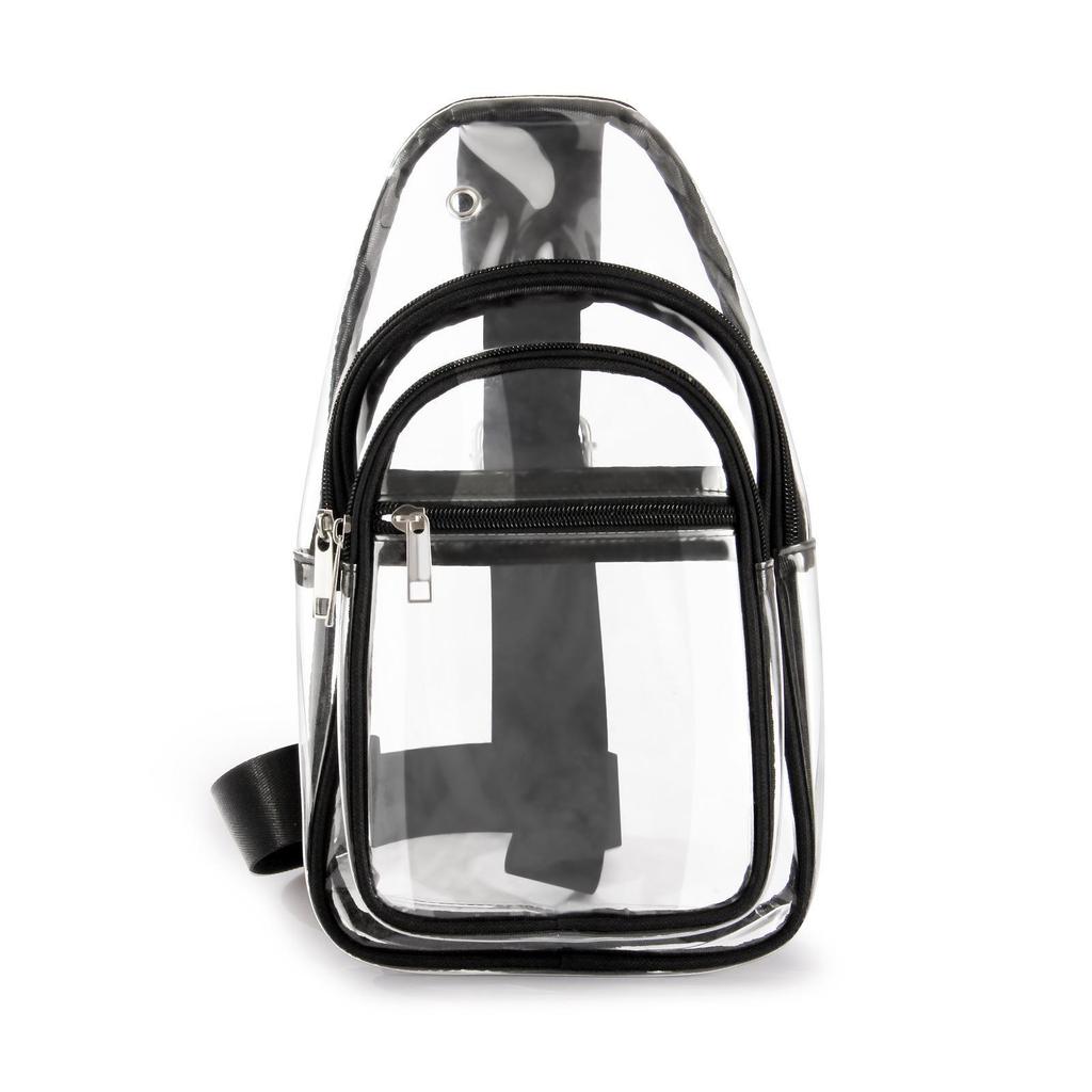Men's Transparent Waterproof Crossbody Chest Bag for Sports, Travel, Concerts, and Business Storage.