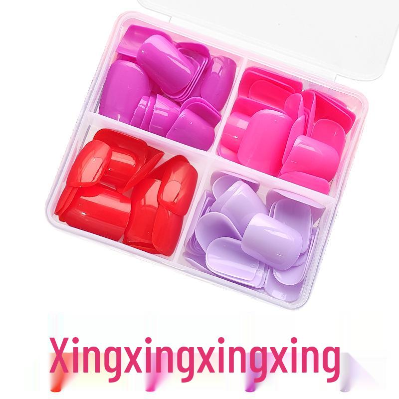 

Glossy Dark Summer Square Nails: Four-Color False Nail Set (24 Removable Pieces)
