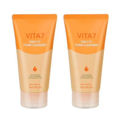 Der YEON Vita 7 Tägliche C-Schaumreiniger (2er Set) - Aufhellende & Vitalisierende Gesichtsreinigung mit 7-Vitamin-Komplex, 150ml x 2