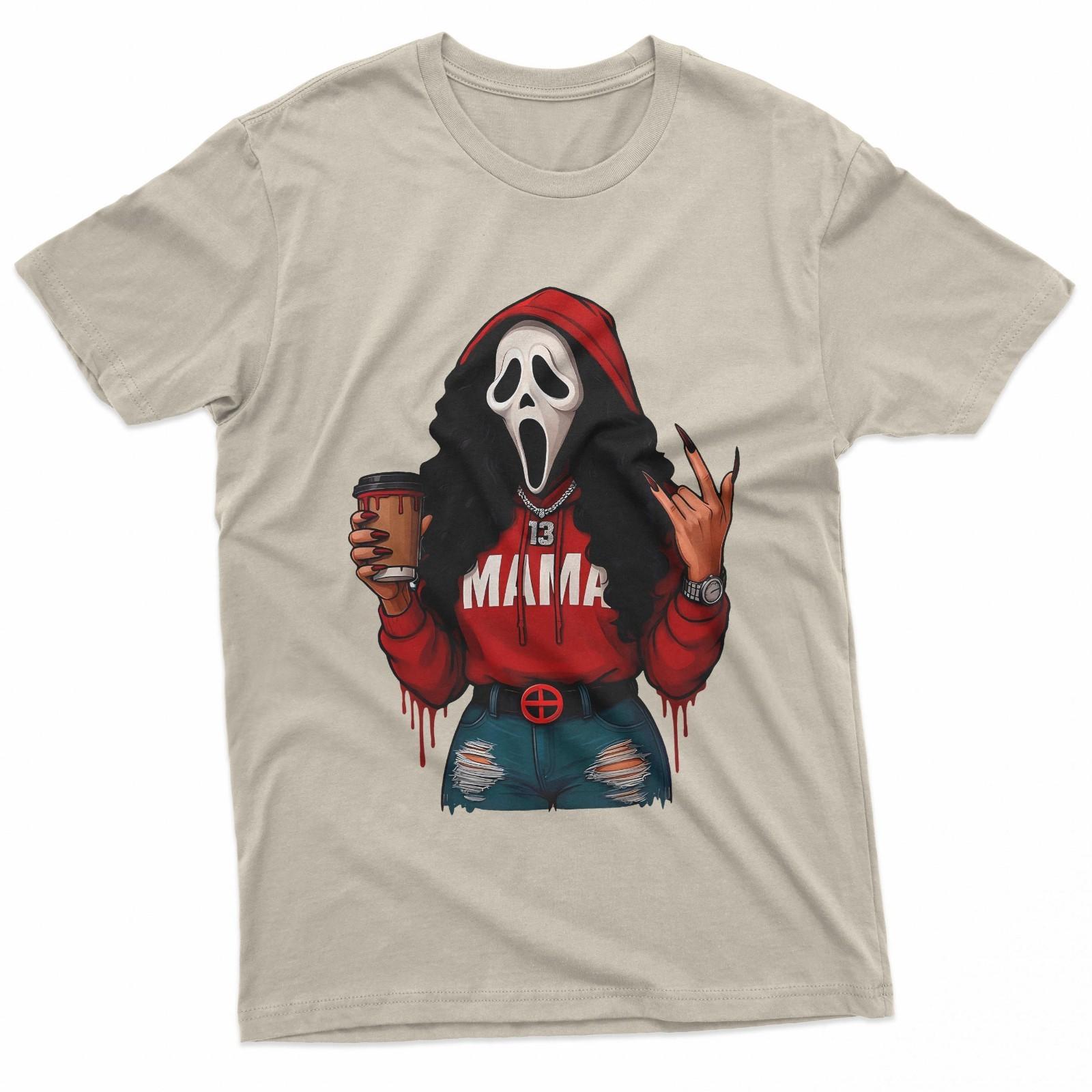 Horror Punk Spooky Mama Ghost Funny Coffee Lover Halloween T-Shirt M