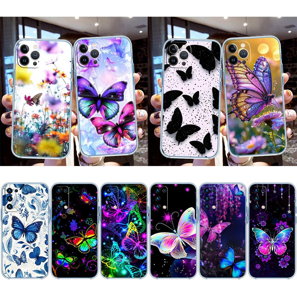 UP22 Colorful Butterfly Transparent Phone Case for Samsung Galaxy A04 A04S A14 A23 A34 A54 M23 M33 M52 M53
