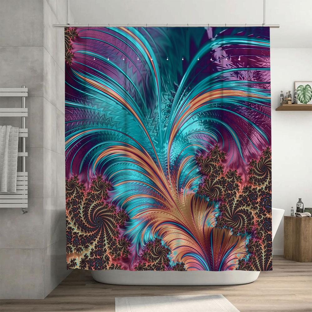 Pink Floral Shower Curtain Bathroom Decor Waterproof Fabric with Hook Rings for Bathtub or Kitchen 3D Printing Flowers Home Text