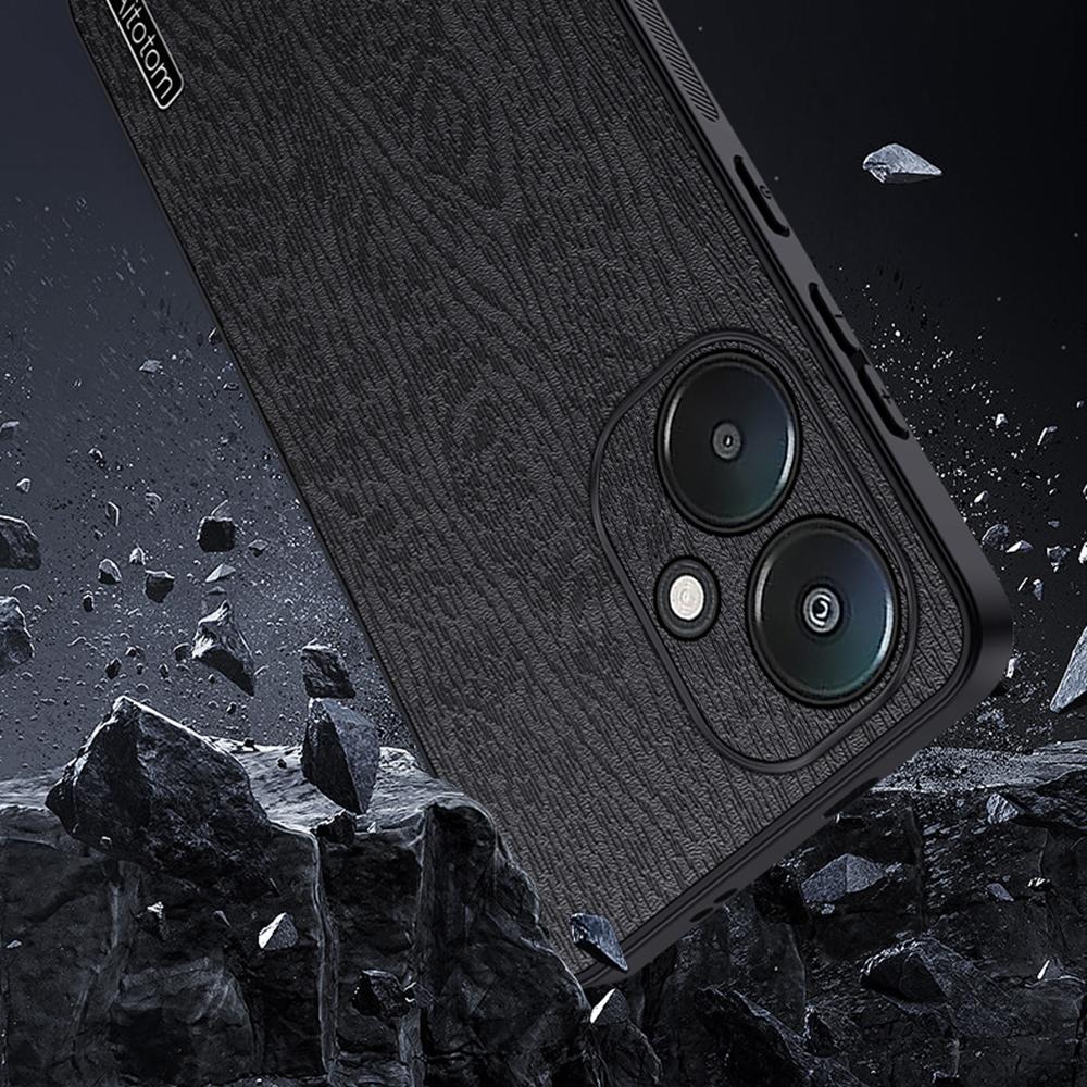 For Xiaomi Redmi 13C 5G/13R 5G/Poco M6 5G Case Leather+PC+TPU Wood Texture Phone Cover