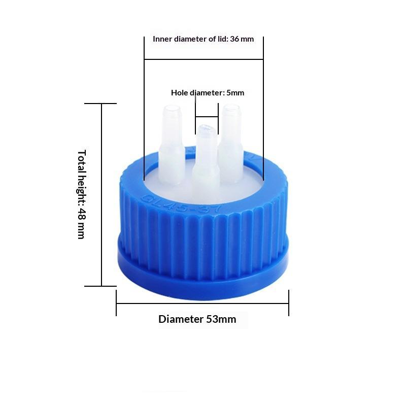 New Blue Safety Lid Feeding Bottle Cap 1 2 3 4 Mouth Reactor Feeding Bottle Adapter Cap Mobile Phase Anaerobic Bottle Lid