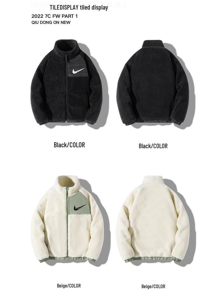 Men's 2025 Autumn/Winter Hong Kong Style Lambswool Jacket - Trendy Student Versatile Plus Velvet and Thick Cotton Padded Jacket