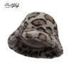 Hat female autumn and winter imitation rabbit hair bucket hat black plain face small bucket hat big face warm plush basin hat