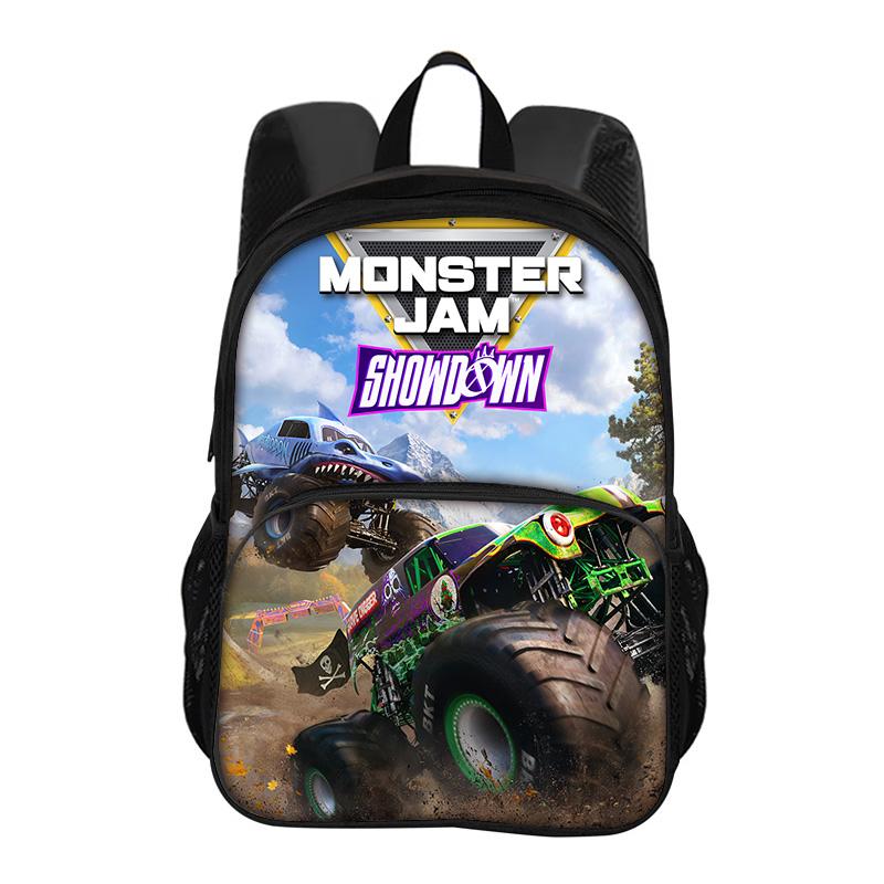 Monster Jam Round Front Bag Backpack Cartoon Print New Trendy Student School Best Campus Companion Birthday Gift