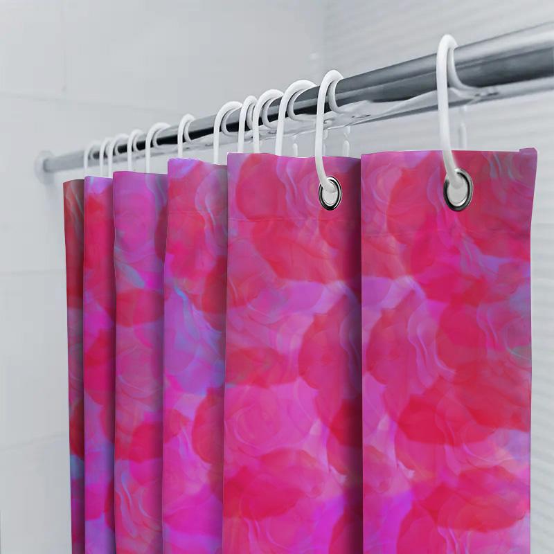 Soft Floral Print Shower Curtain Waterproof Bathroom Decor Ambiance Home Bath Rug Pink Red Blue Purple Gradient Colors