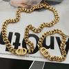Gold Chunky Double D Titanium Steel Necklace - European & American Hip-Hop Style