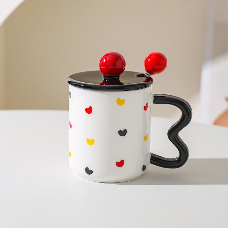 Nordic Ceramic Water Cup Creative Household Mug Couple Cup Coffee Cup with Lid Spoon To Give Friends Gift
