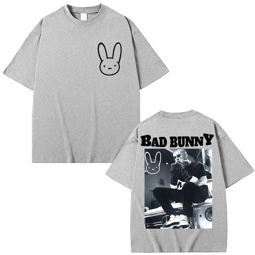 Rapper BAD BUNNY Vintage T Shirt Men Women Hip Hop Fashion High Quality T-shirts Oversized Cotton T Shirts Streetwear Gifts