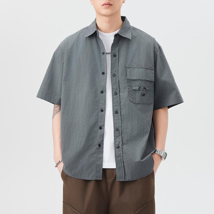 

Mountain Outdoor Three-dimensional Pocket Short-sleeved Shirt Men s American Trendy Japanese Loose Mid-sleeved Shirt M