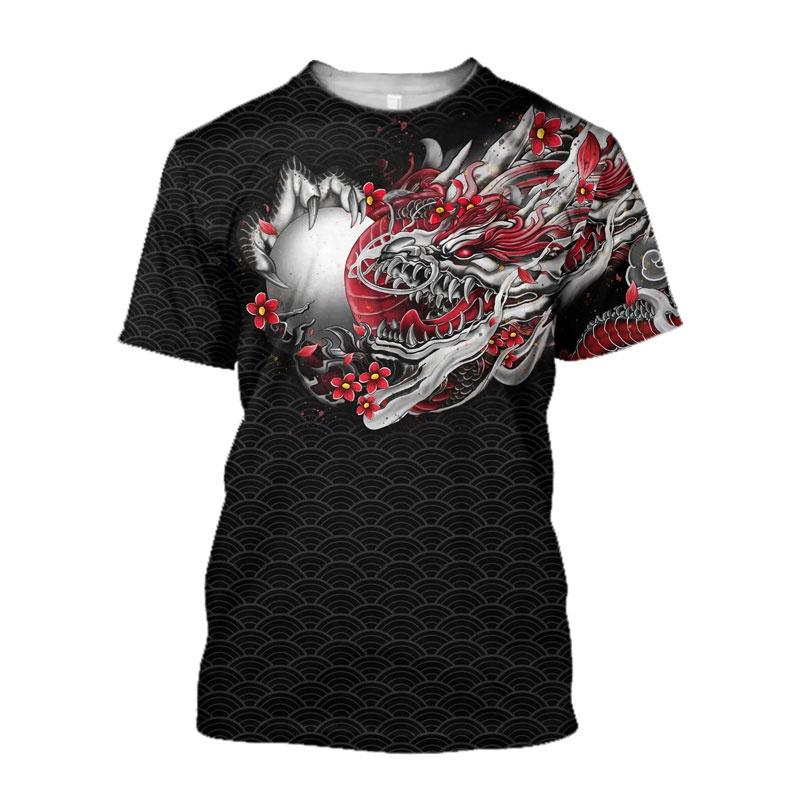 Summer Japanese Samurai 3d Printed T-shirt Men Fashion Casual Personality Tees Street Round Neck Short Sleeve Sports T Shirts