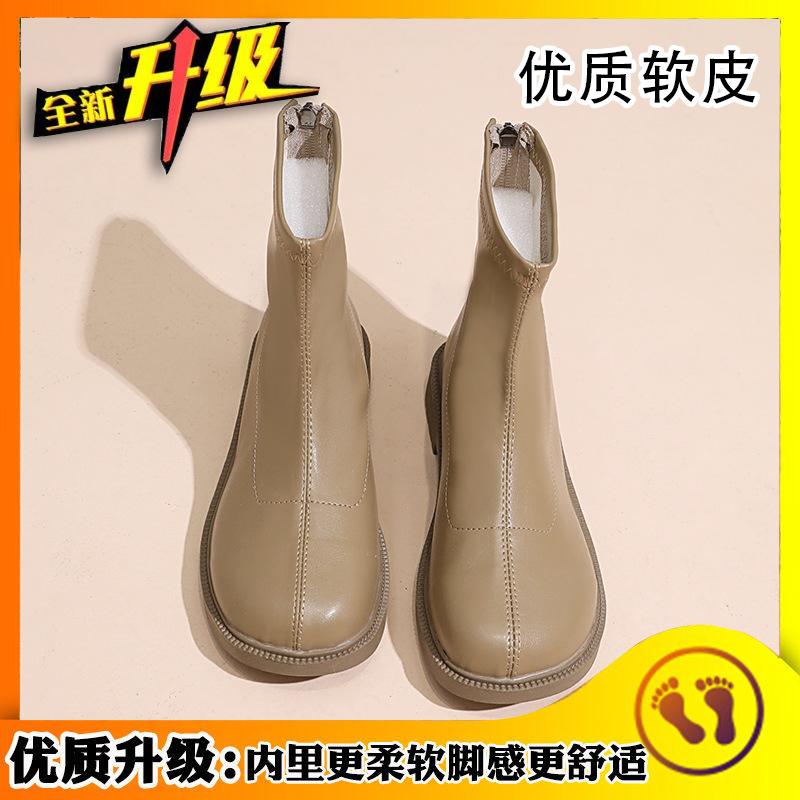 Short boots elastic bare boots 2025 new single boot spring and autumn flat bottom super high heels boots