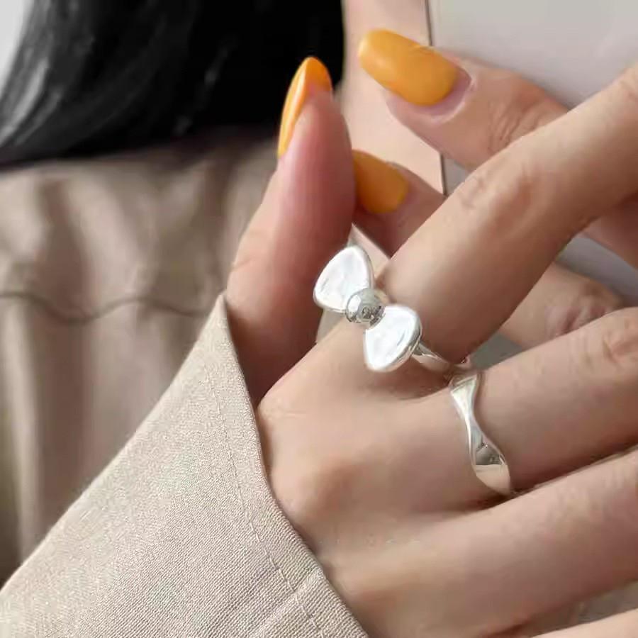 Chic 2024 Summer Butterfly Bow Ring For Women Elegant Unique Copper Geometric Design