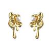 Lava 18K Thick-Plated Irregular Textured Stud Earrings - High-End Fashion for Women