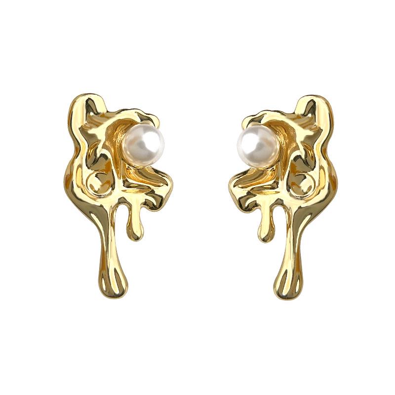 Lava 18K Thick-Plated Irregular Textured Stud Earrings - High-End Fashion for Women