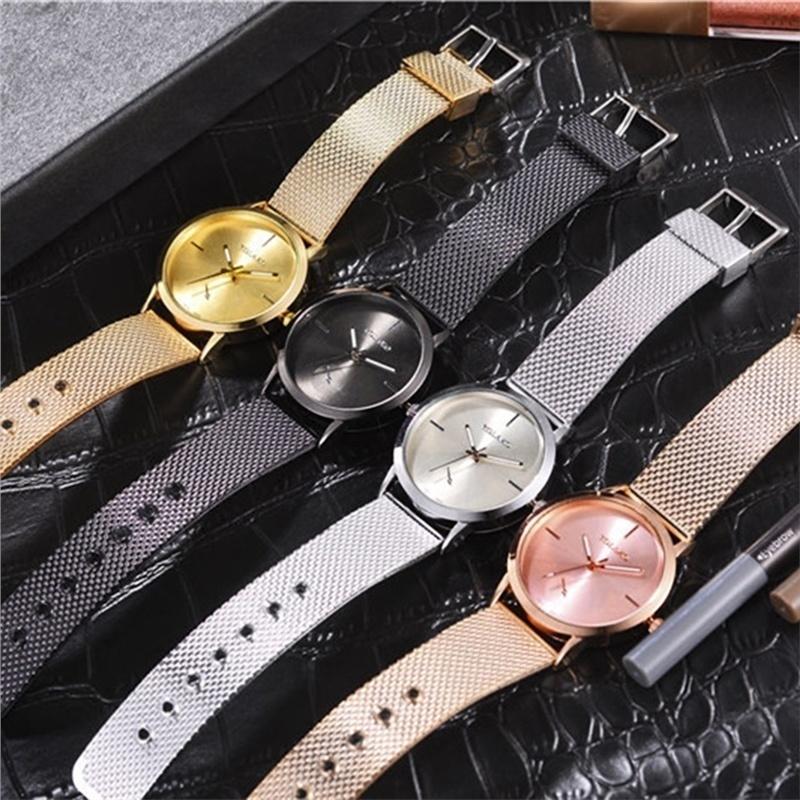 New Fashion Luxury Women Quartz Watch Rose Stainless Steel Mesh Belt Female Clocks Dress W