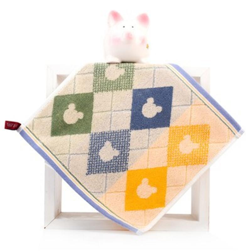 1Pc 25x25cm Cartoon Cotton Children Face Wash Hand Wipe Square Towel Water Absorbent Soft Hanging 25x25cm