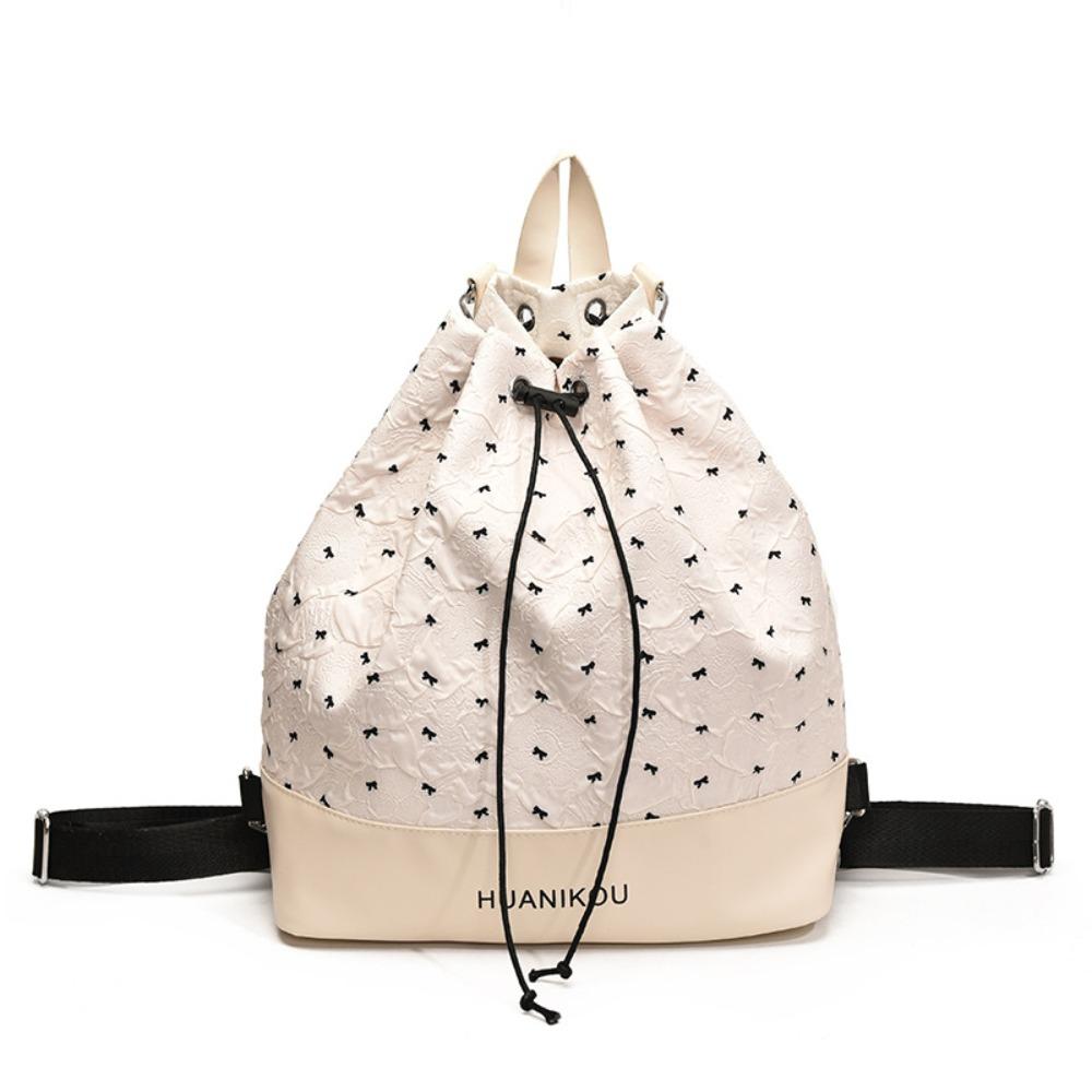 

Легкий рюкзак с бантом и плиссировкой, большой вместимости, мешок на шнурке для фитнеса, милая сумка через плечо для покупок белый