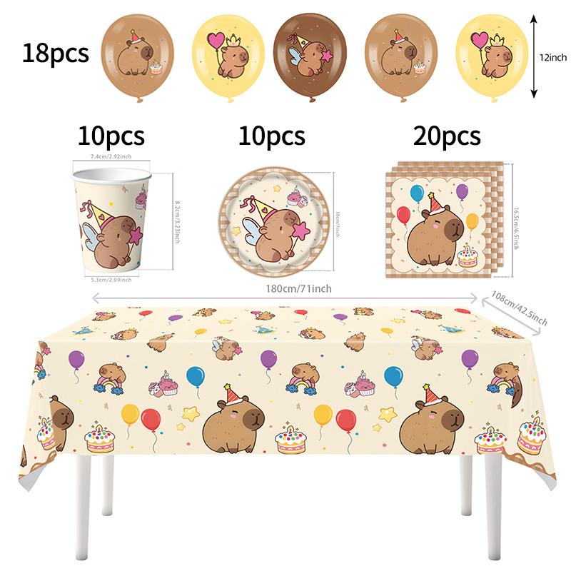 Capibara Capybara Birthday Decoration Disposable Tableware Birthday for Bara Baby Shower Tableware Balloons Capibara Cumpleaños