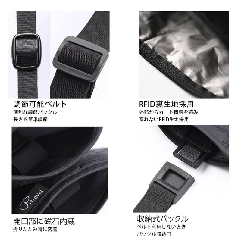 others Security Waist Passport Passport Money for Men and Women V.W.V & Pouch, Pouch, Case, Cover, Belt, Anti-Skimming, Anti-Pickpocket, (Black)