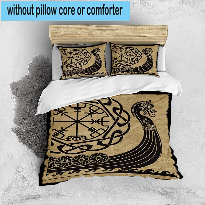Viking Ship At Sea 3pcs Bedding,Including 1pc Duvet Cover And 2pcs Pillowcases Perfect for Christmas,Ideal for Bedroom, Dormitory