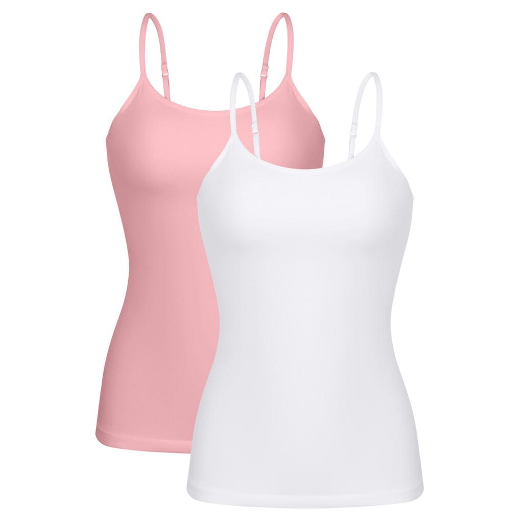 CHARMLEAKS Damen-Unterhemd aus Baumwolle, Damenunterwäsche, Nachtwäsche, Unterwäsche, Hebe-BH, solides Basic-Tanktop, 2er-Pack
