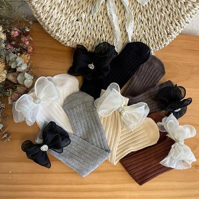 Sweet Princess Kids Girl Sock Retro European Style Bowknot Calf Sock for Child Girl Spring Autumn Cotton Toddler Knee High Sock