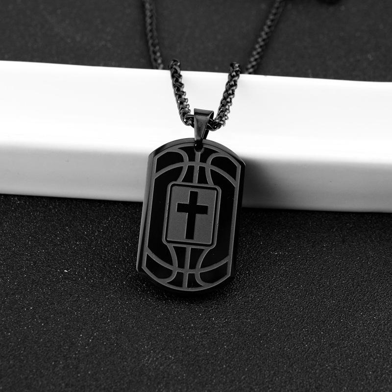 Titanium Steel Military Brand Necklace European and American Cross Basketball Scripture Sports Necklace