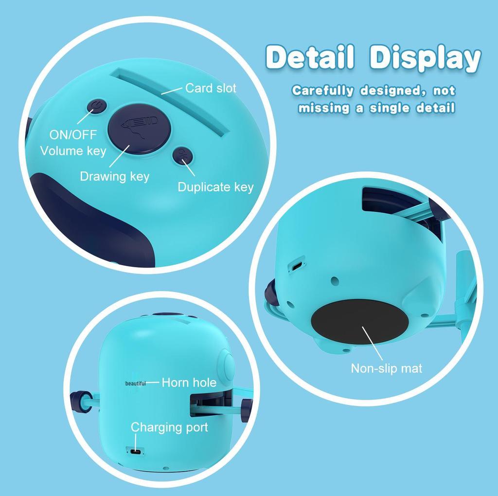 Smart Blue Children's Drawing Robot: Educational Enlightenment Toy with Pen Holder & Card Slot