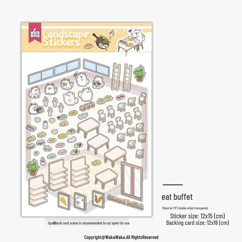 Christmas Miniature 3D Cabin Scene Stickers – Cute Handmade Cartoon Stickers for Journals