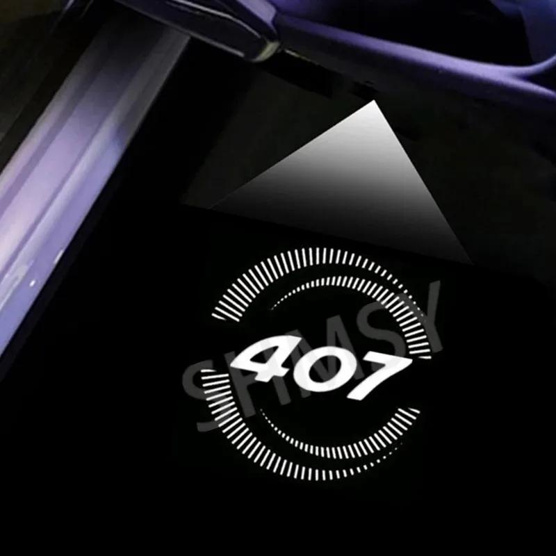 

Car Sticker 2025 Hot 2PCS LED Car Door Badge Projector Welcome Light Ghost Shadow Lamp For Peugeot 407 2004-2007 2008 2009 2010