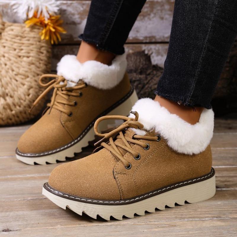 

Winter Retro Warm Hairy Low Top Frosted Suede Shoes for Women Solid Versatile Plush Comfortable Chunky Cotton Single Shoes 36