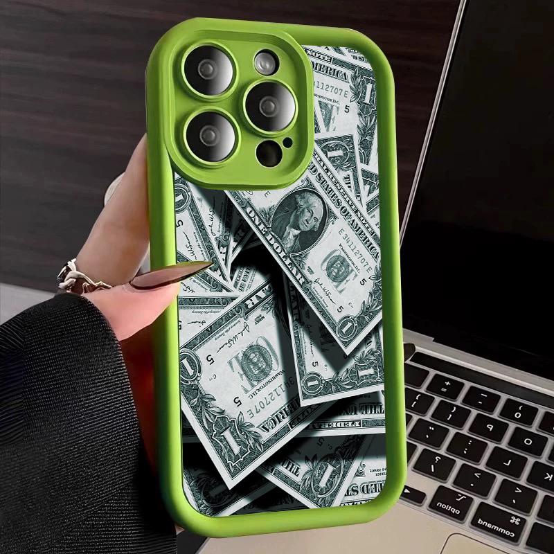 Husă de telefon din silicon cu design bancnotă acoperire completă Dolari Roz pentru iPhone 16 15 14 13 12 11 Pro Max X XS XR 7 8 Plus