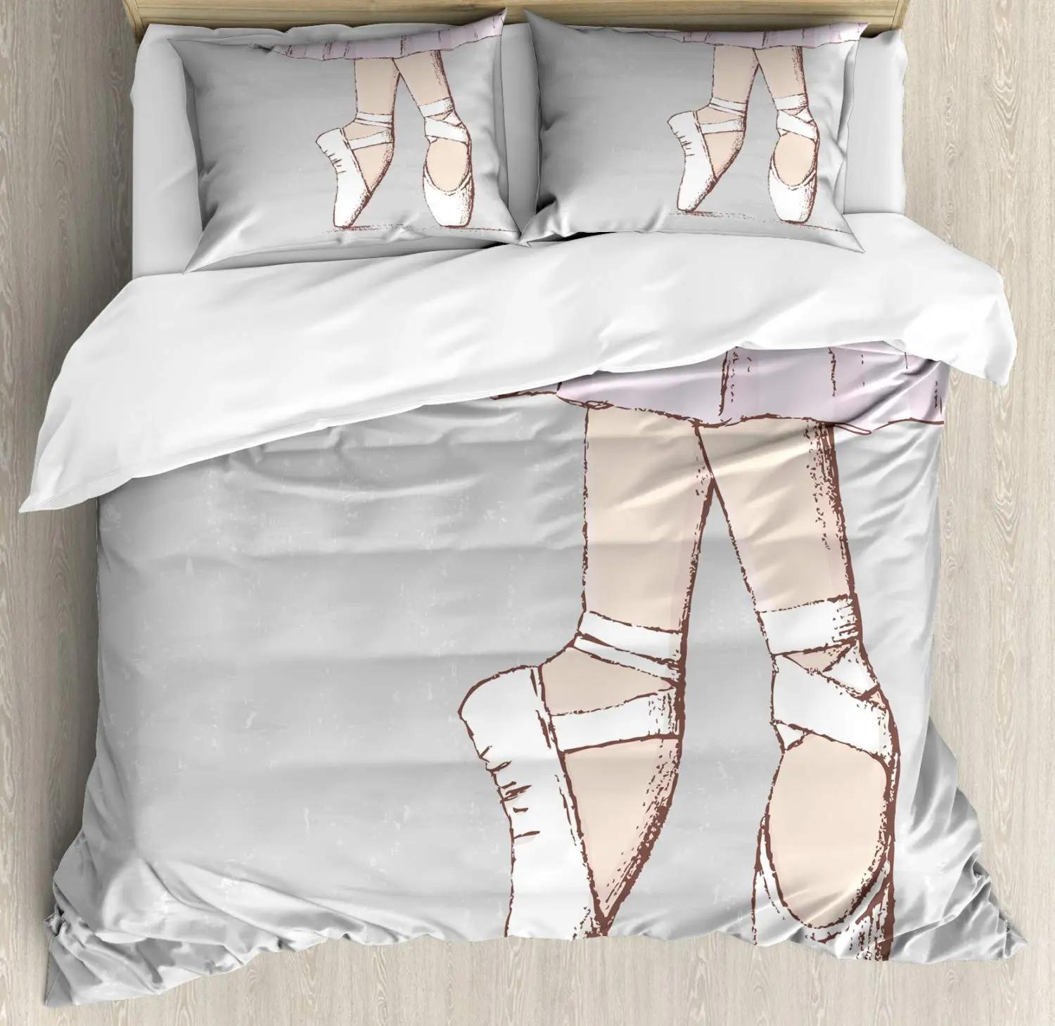 

Balerina Soft Duvet Cover Balanced Legs of Points Dancer Slender Art of Dance Bedrom Decorations Champagne Umber Theme Young Girls Gifts 120*200cm Single