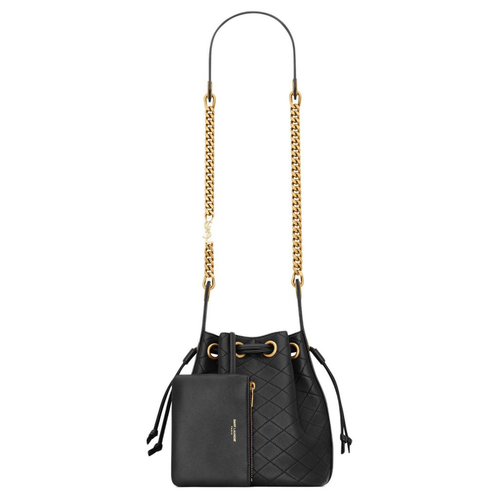 Saint Laurent Cassandre Bucket Bag In Lambskin Nero Women Bags Black 840886-1EL07-1000