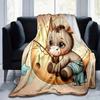 1pc Moon Donkey Printing Lightweight Flannel Blanket, Comfortable and Warm Blanket, for Camping Sofa Bed and Couch Office, Suitable for Gift Blankets