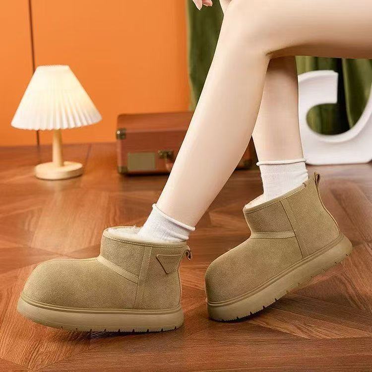 

ins wind velvet short tube thick-soled snow boots fluffy shoes winter new round cotton boots short boots 35 [foot length 22.5cm] верблюд