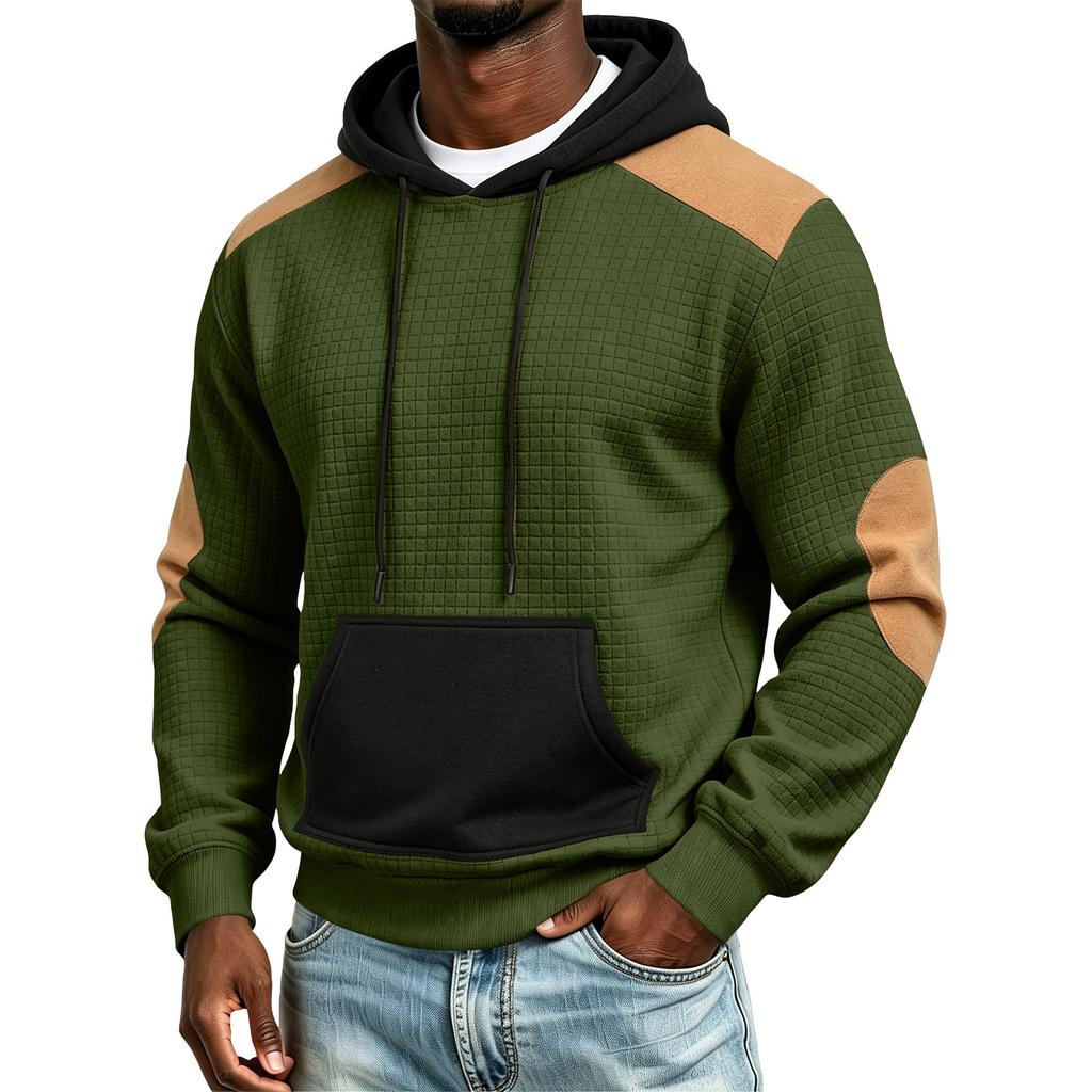 Men's Knit Color Block Hoodie for Winter Casual Wear