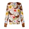 Women's Casual Long Sleeve Hawaiian Floral Print Single Button Scrub Cardigan Top for Uniform